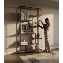 REGAŁ NA KSIĄŻKI METALOWY DREWNO LITE DĄB JESION OLCHA RNK-2